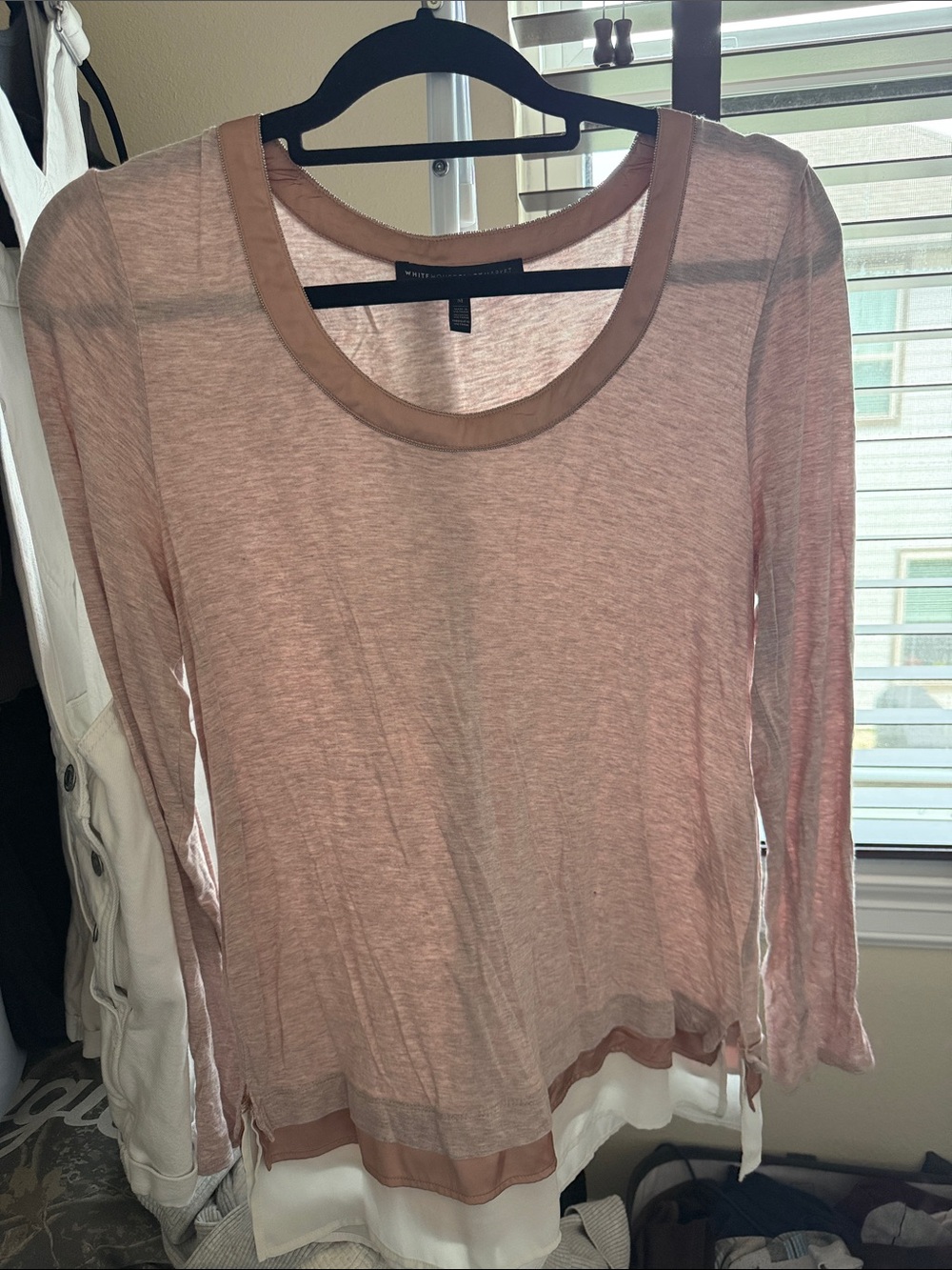 Women’s Long Sleeve Pink Layered Hem Top